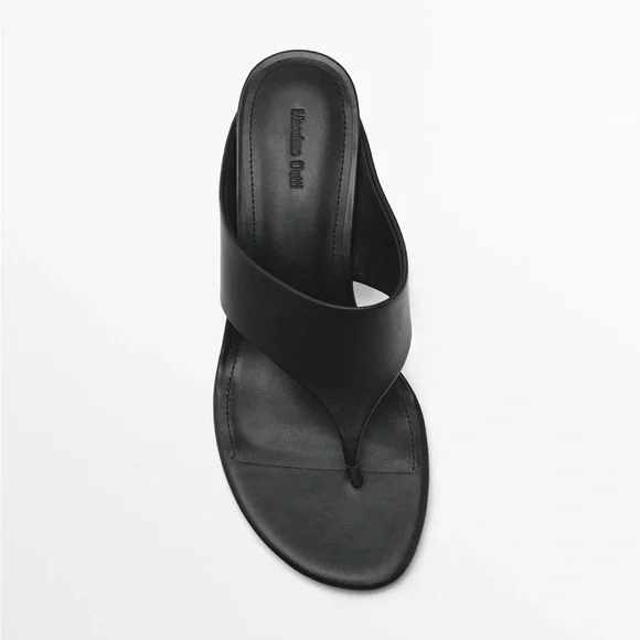 NWT. Massimo Dutti Black Leather High-Heel Sandals. Size 9 - Picture 3 of 9